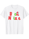 Men's T-Shirt White Red Green Playful Font With Festive Santa Hat Lettering Christmas