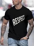 Men's T-Shirt Respect Bold White Typographic Print On Black T Shirt