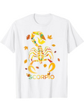 Men's T-Shirt Scorpio Autumn Leaves Falling Around Polygonal Yellow Scorpion