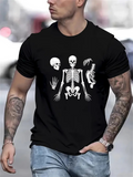Men's T-Shirt Human Skeleton Anatomy Bones With Spine Ribcage And Skull Illustration