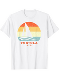Men's T-Shirt Tortola BVI Sunset Stripes With Silhouette Of Sailboat