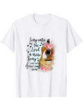 Men's T-Shirt Sing Unto The Lord Surrounded By Blossoms Guitar