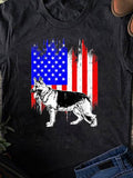 Men's T-Shirt Patriotic Brush Stroke Effect With German Shepherd Dog