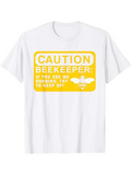 Men's T-Shirt Caution Beekeeper Vintage Warning Sign With Honey Bee Symbol Shirt