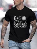 Men's T-Shirt Mysterious Geometric Symbols With Eyes Snake Crescent Moon And Sun
