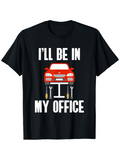 Men's T-Shirt Ill Be In My Office Red Sports Car Lifted With Garage Tools And Mechanics Theme Car