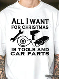 Men's T-Shirt All I Want For Christmas With Mechanical Parts And Tools Car Parts