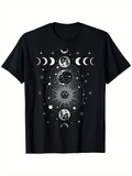 Men's T-Shirt Celestial Phases With Sacred Geometry Surrounded By Mystical Symbols Moon
