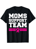 Men's T-Shirt Moms Support Team With Pink Awareness Ribbon On Black Shirt