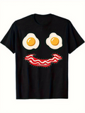 Men's T-Shirt Playful Smiling Face With Eggs And Bacon Breakfast