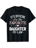 Men's T-Shirt Its Official Im The Favorite Daughter In Law Heart Motif With Playful Lettering
