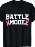 Men's T-Shirt Battle Mode Bold White Letters With Pink Ribbon Symbol Shirt