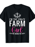 Men's T-Shirt Im The Crazy Farm Girl With Rustic Typography And Pastel Accents Surrounded By Fork And Wreath Motif