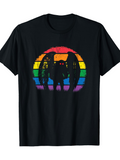 Men's T-Shirt Colorful Sunset Silhouette With Wings Among Rainbow Stripes Mothman