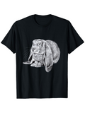 Men's T-Shirt Detailed Pencil Art Style With Fluffy Fur On A Sitting Rabbit