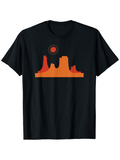 Men's T-Shirt Abstract Orange Silhouette With Sun Over Desert Landscape