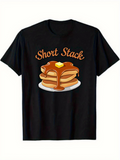 Men's T-Shirt Short Stack Golden Syrup With Melting Butter Pancake On White Plate