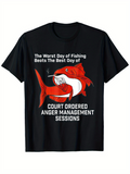 Men's T-Shirt The Worst Day Of Fishing Among Cartoon Fish Smoking Anger Management Theme