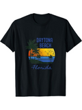 Men's T-Shirt Daytona Beach Florida Sunset With Palm Trees Ocean Horizon