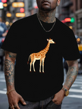 Men's T-Shirt Golden Brown African Landscape With Tall Elegant Patterned Giraffe
