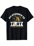 Men's T-Shirt My Stomach Is Flat Funny Barbell Graphic With Motivational Slogan T Shirt