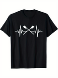 Men's T-Shirt Heartbeat Wave With Crossed Oars And Paddle Design T Shirt