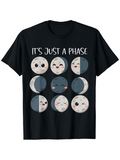 Men's T-Shirt Its Just A Phase Smiling Cartoon Lunar Moon Phases Pattern