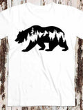Men's T-Shirt Majestic Landscape With Pine Trees Hillside And Wilderness Bear
