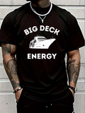 Men's T-Shirt Big Deck Energy Bold Letters And White Cruise Ship Graphic