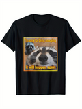 Men's T-Shirt Funny Raccoons Staring With Sorry Text Amongst Framed Brown Furry Faces