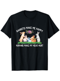 Men's T-Shirt Rabbits Make Me Happy Sitting On Grass With Flowers And Colorful Nature Rabbits