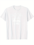 Men's T-Shirt Lake Life With Retro Sunrise Reflections Across Calm Water