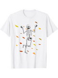 Men's T-Shirt Colorful Autumn Leaves Dancing With Happy Skeleton