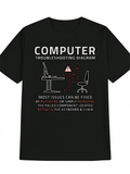 Men's T-Shirt Computer Troubleshooting Diagram With Warning Symbols Office Desk And Chair