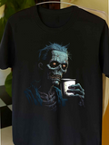 Men's T-Shirt Chilling Nighttime Shadows With A Grim Zombie Holding Cup