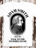 Men's T-Shirt Adam Smith Talk To The Invisible Hand With Classical Portrait Design