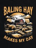 Men's T-Shirt Baling Hay Under Golden Sunset In Rural Farmyard Barn