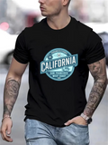 Men's T-Shirt California Vintage Round Emblem With Skyline And Retro Lettering California