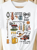 Men's T-Shirt Awesome Dad Ever Barbecue Partners With Mowing Tools And Fit Dad Objects