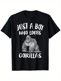 Men's T-Shirt Just A Boy Who Loves Gorillas With Hand Drawn Sketch Style Gorilla