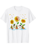 Men's T-Shirt Sunlight Dancing With Blooming Sunflowers And Whimsical Little Snowmen