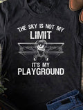 Men's T-Shirt The Sky Is Not My Limit With A Vintage Airplane Illustration And Inspirational Playground Airplane