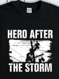 Men's T-Shirt Hero After The Storm Brave Utility Worker Amid Broken Power Lines