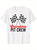 Men's T-Shirt Grandma Pit Crew Checkered Flags Design For Racing Fans