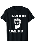 Men's T-Shirt Groom Squad Funky Sunglasses With Stylized Mustache And Beard Graphic