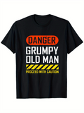 Men's T-Shirt Danger Warning Stripes With Bold Words On Black T Shirt