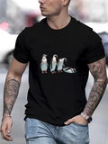Men's T-Shirt Curious Group Of Playful Penguins Standing On Ice