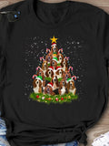 Men's T-Shirt Playful Hound Dogs Stacked As Christmas Tree With Candy Canes