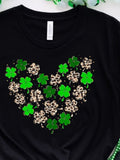 Men's T-Shirt Vivid Leopard Spots Among Bright Green Lucky Shamrock Clover