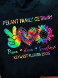 Men's T-Shirt Peace Love Sunshine Family Getaway With Colorful Sunflower Heart